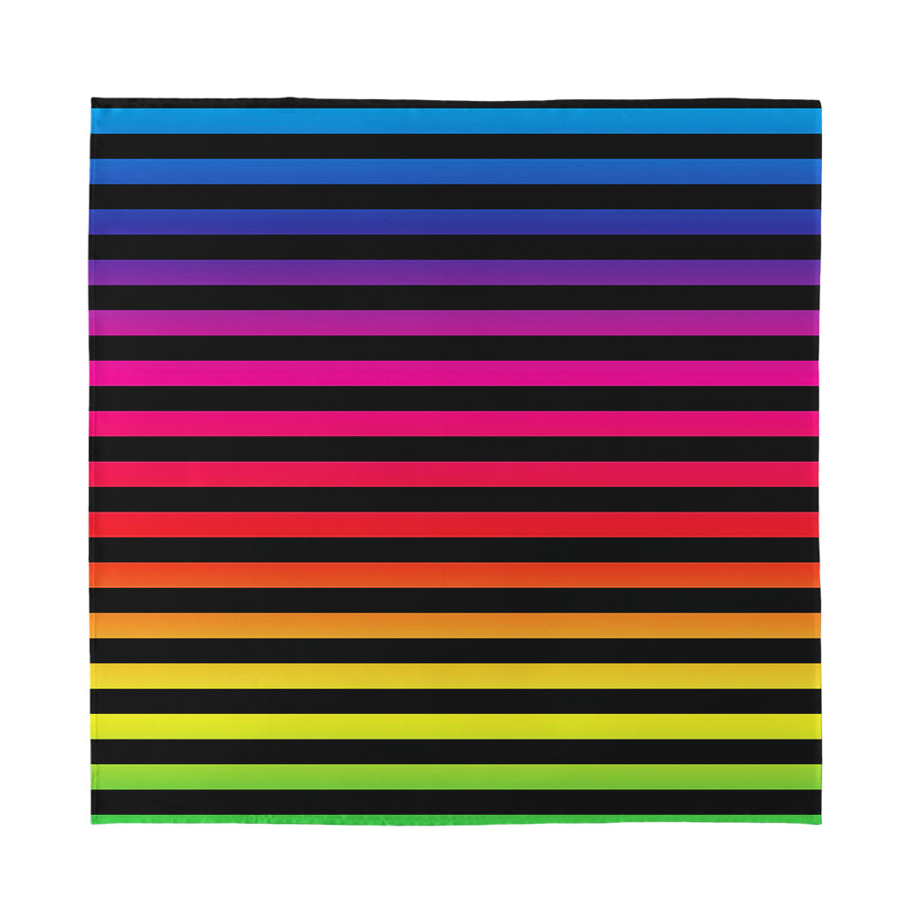 Rainbow Striped Pattern Print Silk Bandana