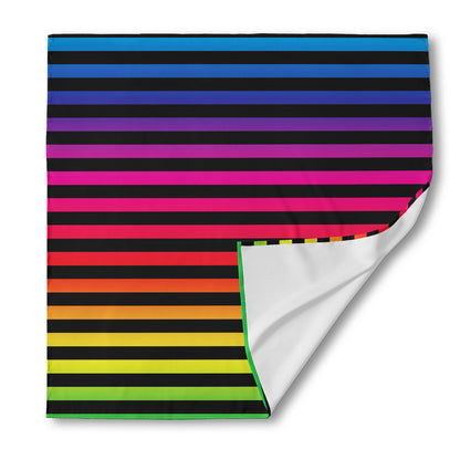 Rainbow Striped Pattern Print Silk Bandana