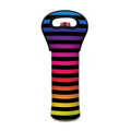 Rainbow Striped Pattern Print Single Neoprene Wine Tote
