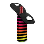 Rainbow Striped Pattern Print Single Neoprene Wine Tote