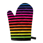 Rainbow Striped Pattern Print Single Oven Mitt