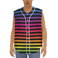 Rainbow Striped Pattern Print Sleeveless Baseball Jersey