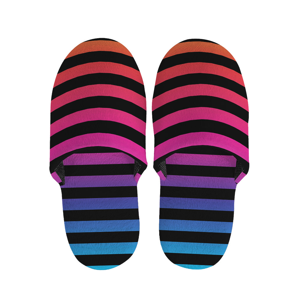 Rainbow Striped Pattern Print Slippers