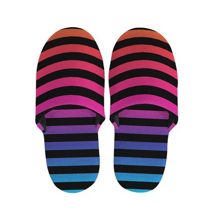 Rainbow Striped Pattern Print Slippers