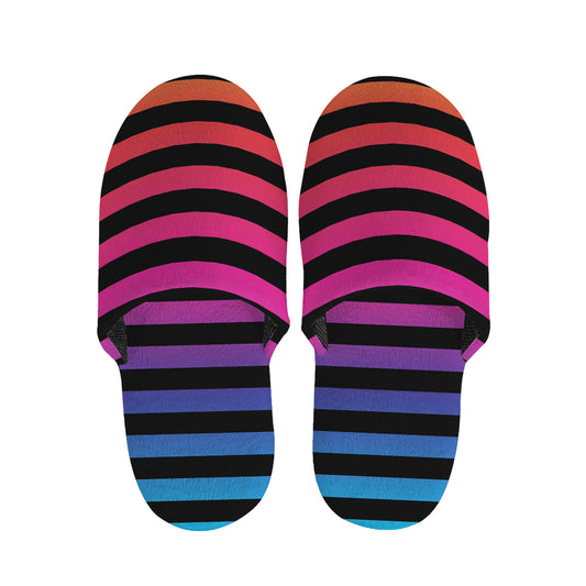 Rainbow Striped Pattern Print Slippers
