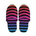 Rainbow Striped Pattern Print Slippers