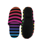 Rainbow Striped Pattern Print Slippers
