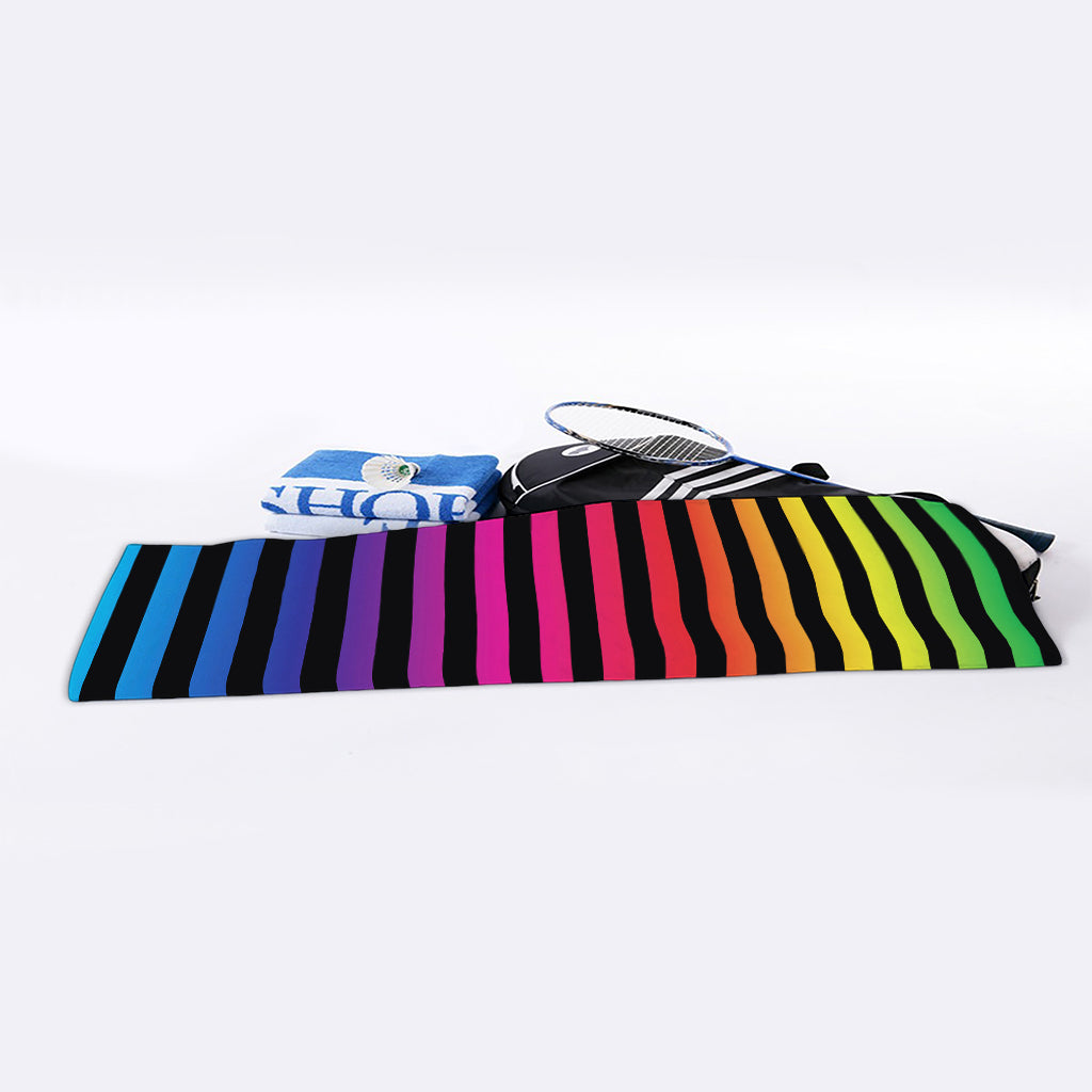 Rainbow Striped Pattern Print Sports Towel