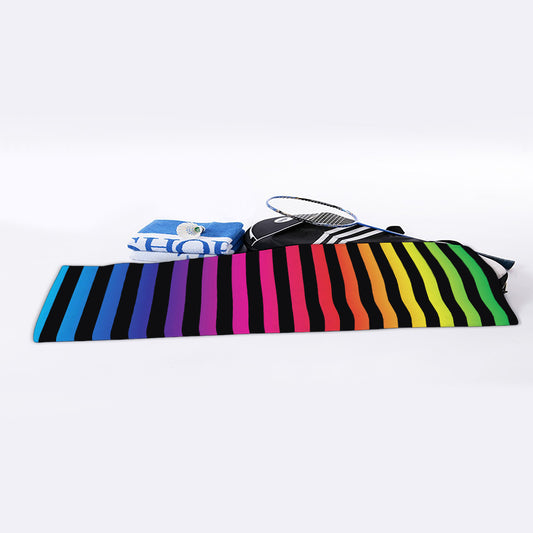 Rainbow Striped Pattern Print Sports Towel