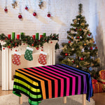 Rainbow Striped Pattern Print Tablecloth