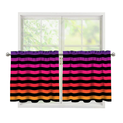 Rainbow Striped Pattern Print Tier Curtains