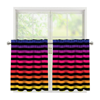 Rainbow Striped Pattern Print Tier Curtains