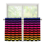 Rainbow Striped Pattern Print Tier Curtains