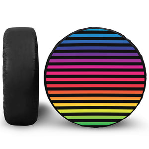 Rainbow Striped Pattern Print Tire Cover