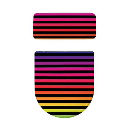 Rainbow Striped Pattern Print Toilet Lid And Tank Cover Set