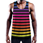 Rainbow Striped Pattern Print Training Tank Top