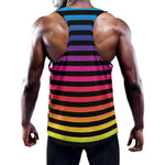 Rainbow Striped Pattern Print Training Tank Top