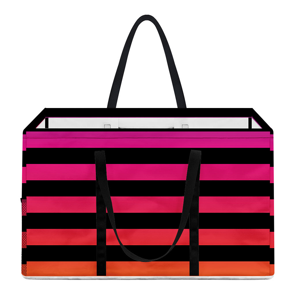 Rainbow Striped Pattern Print Utility Tote Bag