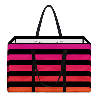 Rainbow Striped Pattern Print Utility Tote Bag
