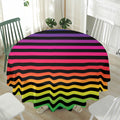 Rainbow Striped Pattern Print Waterproof Round Tablecloth