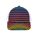 Rainbow Striped Pattern Print White Mesh Trucker Hat