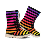 Rainbow Striped Pattern Print Winter Boots