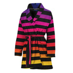 Rainbow Striped Pattern Print Women's Bathrobe