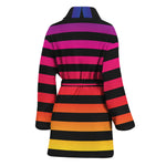 Rainbow Striped Pattern Print Women's Bathrobe