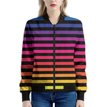 Rainbow Striped Pattern Print Women's Bomber Jacket