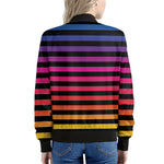 Rainbow Striped Pattern Print Women's Bomber Jacket