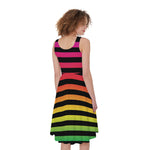 Rainbow Striped Pattern Print Women's Sleeveless Dress