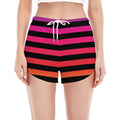 Rainbow Striped Pattern Print Women's Split Running Shorts