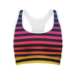 Rainbow Striped Pattern Print Women's Sports Bra