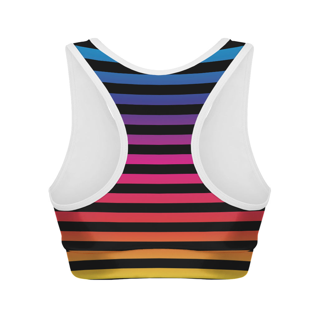 Rainbow Striped Pattern Print Women's Sports Bra