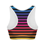 Rainbow Striped Pattern Print Women's Sports Bra