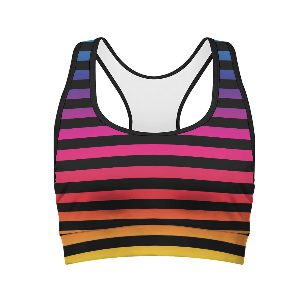 Rainbow Striped Pattern Print Women's Sports Bra