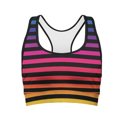 Rainbow Striped Pattern Print Women's Sports Bra