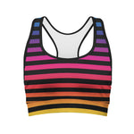 Rainbow Striped Pattern Print Women's Sports Bra