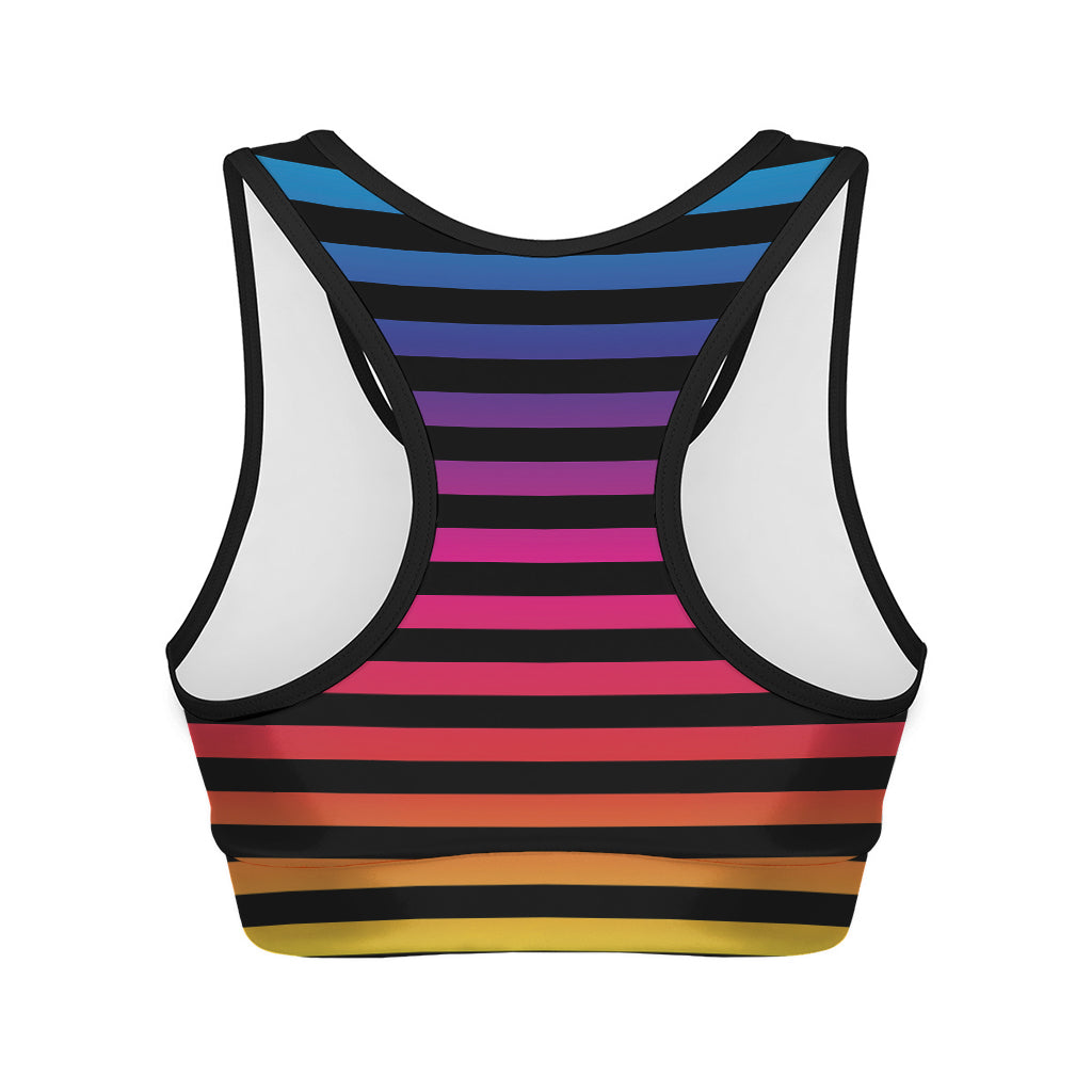 Rainbow Striped Pattern Print Women's Sports Bra