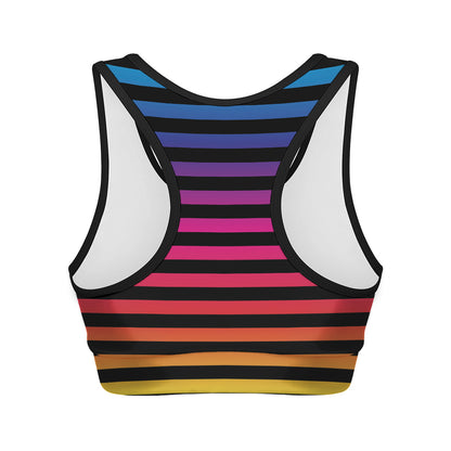 Rainbow Striped Pattern Print Women's Sports Bra