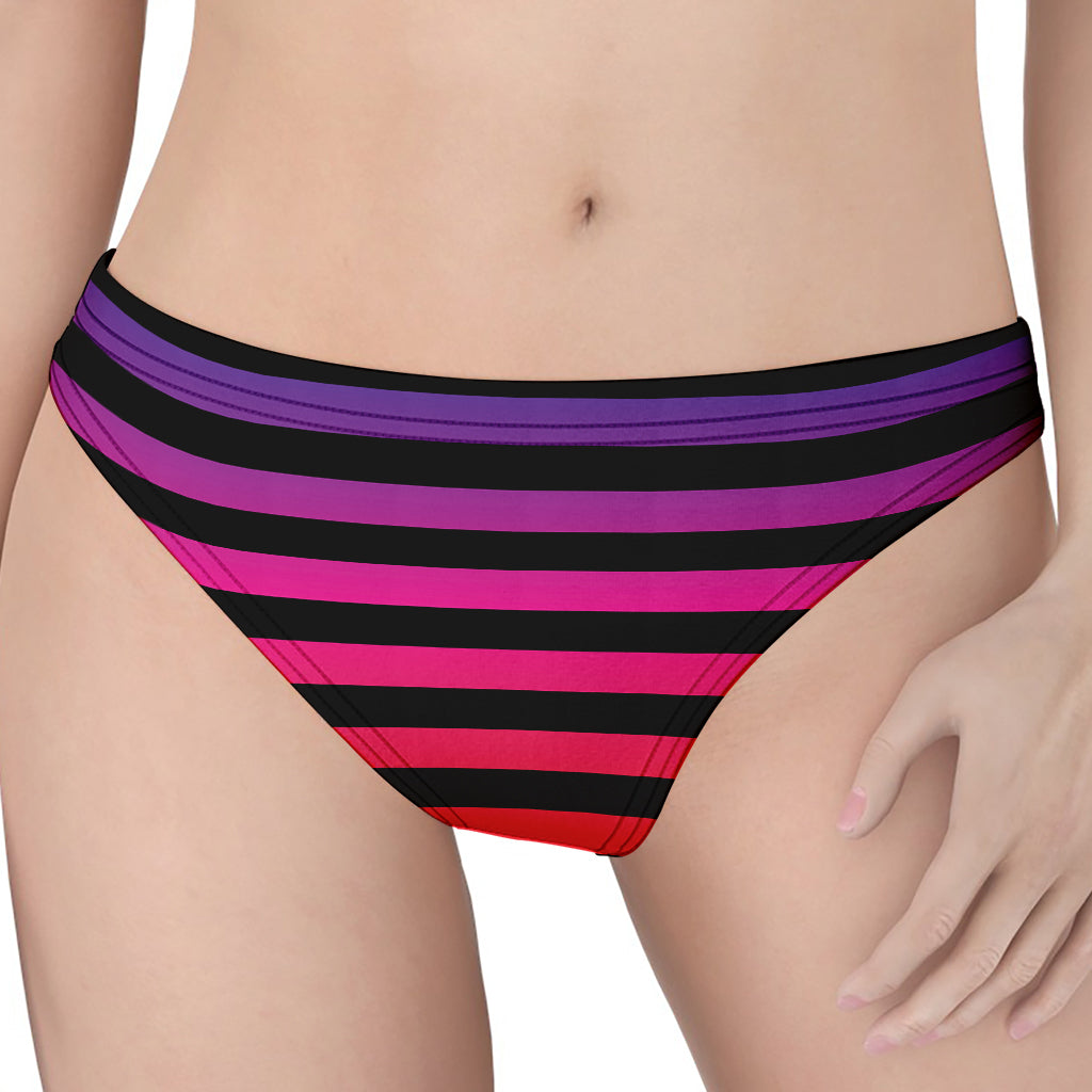 Rainbow Striped Pattern Print Women's Thong