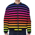 Rainbow Striped Pattern Print Zip Sleeve Bomber Jacket
