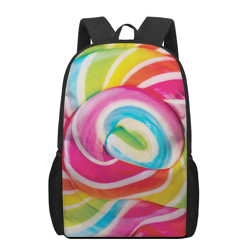 Rainbow Swirl Candy Print 17 Inch Backpack