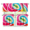 Rainbow Swirl Candy Print 3 Piece Kitchen Curtains