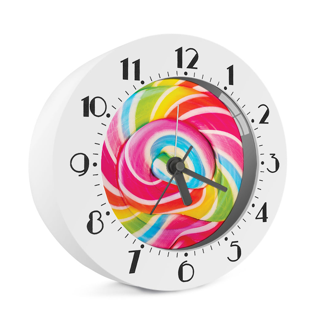 Rainbow Swirl Candy Print Alarm Clock
