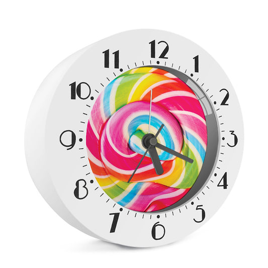 Rainbow Swirl Candy Print Alarm Clock