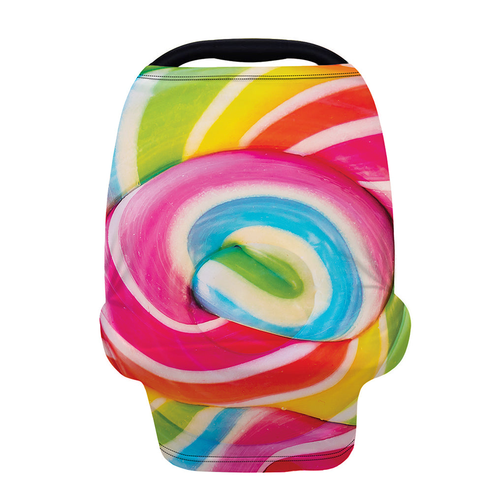 Rainbow Swirl Candy Print Baby Seat Cover