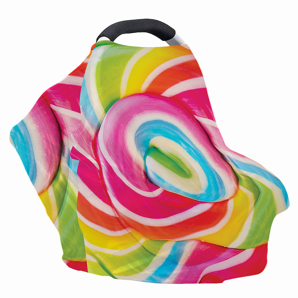 Rainbow Swirl Candy Print Baby Seat Cover