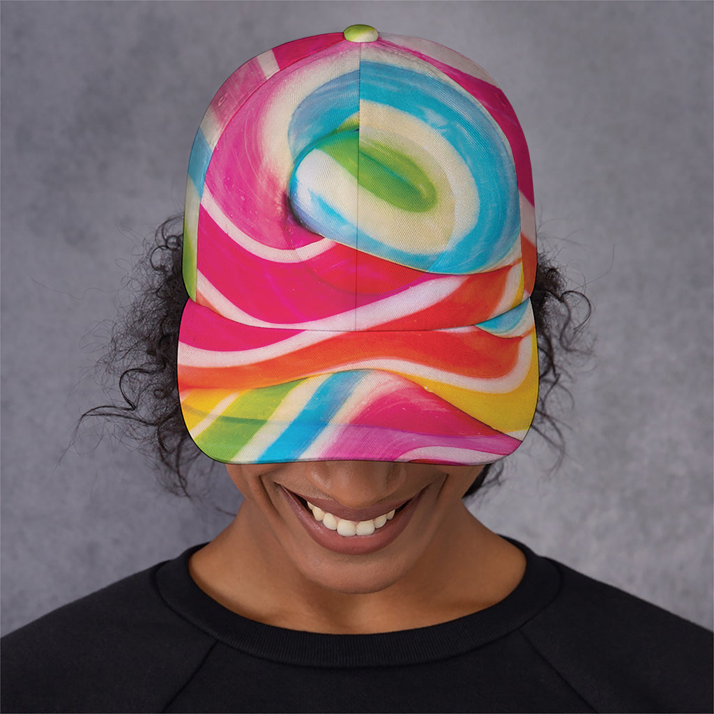 Rainbow Swirl Candy Print Baseball Cap