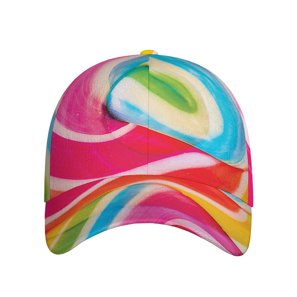 Rainbow Swirl Candy Print Baseball Cap